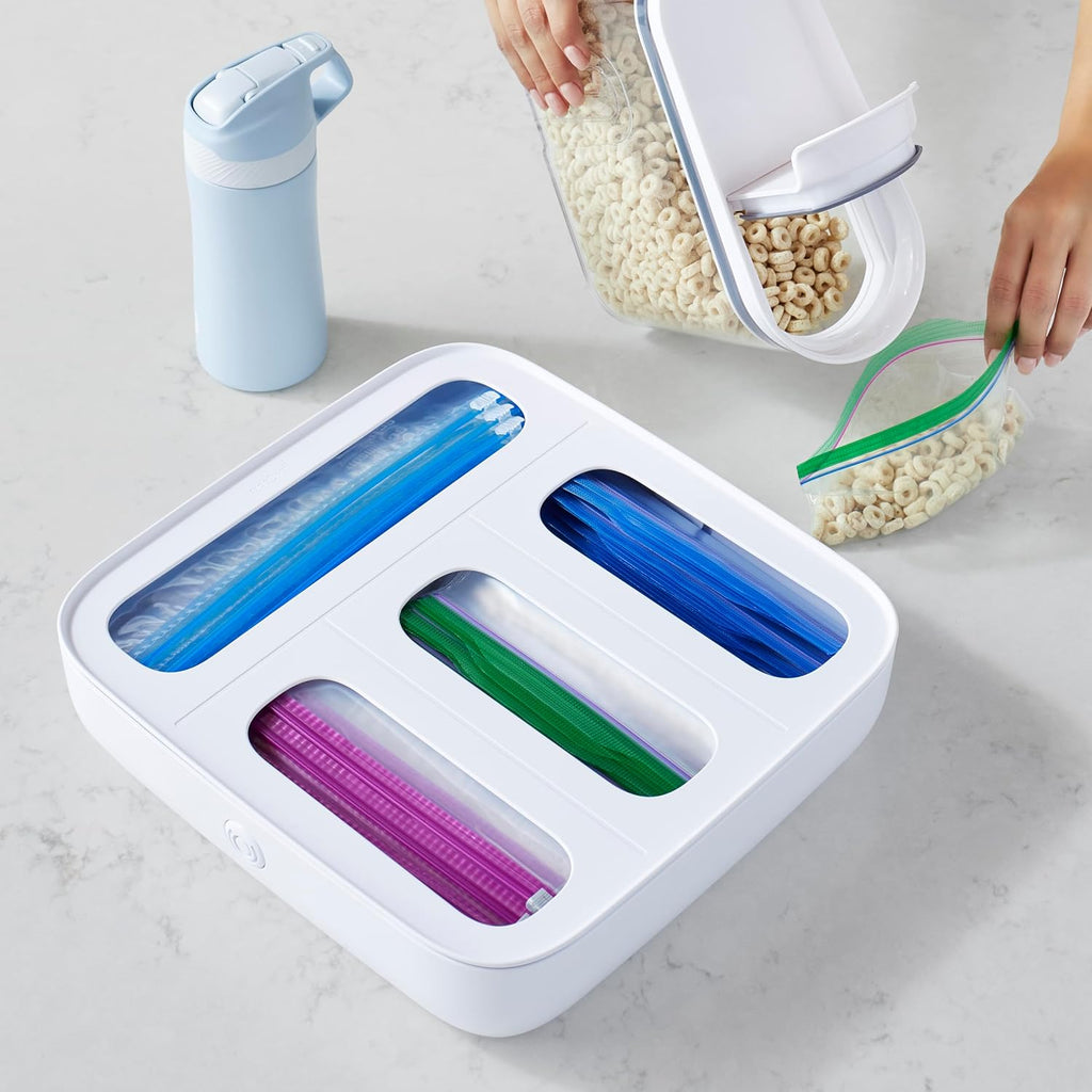 YouCopia StoraBag Food Bag Dispenser, Family Size 4-Slot, Plastic Sandwich Bags Drawer Organizer for Kitchen Storage (Pack of 6)
