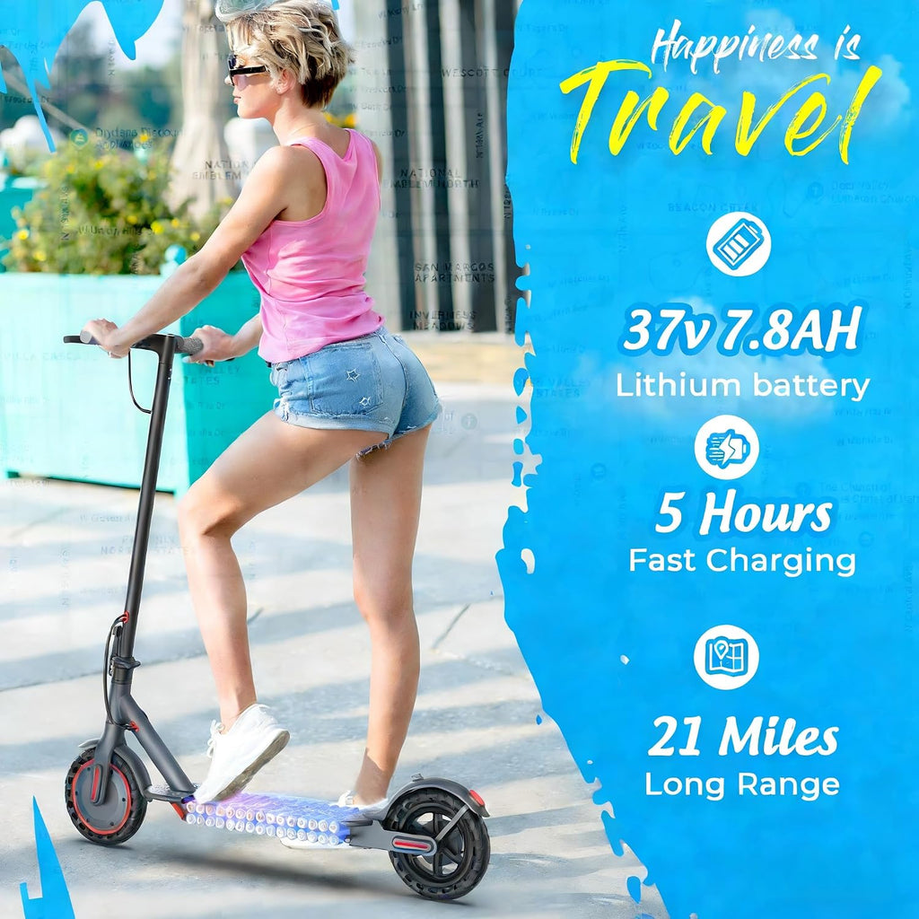 Alloweek Electric Scooter for Adults – 350W/500W Motor, 19 MPH/22Mph Top Speed, 21-52 Miles Range, 8.5'/10 inch Tires, Folding E-Scooter with Dual Suspension and Braking System, App Control