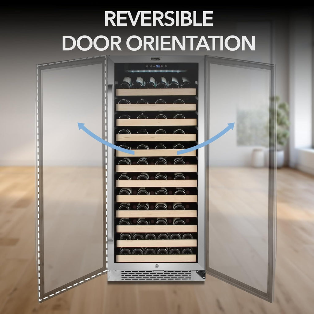 Whynter BWR-1002SD 100 Built-in or Freestanding Stainless Steel Compressor Large Capacity Wine Refrigerator Rack for Open Bottles and LED Display, Black