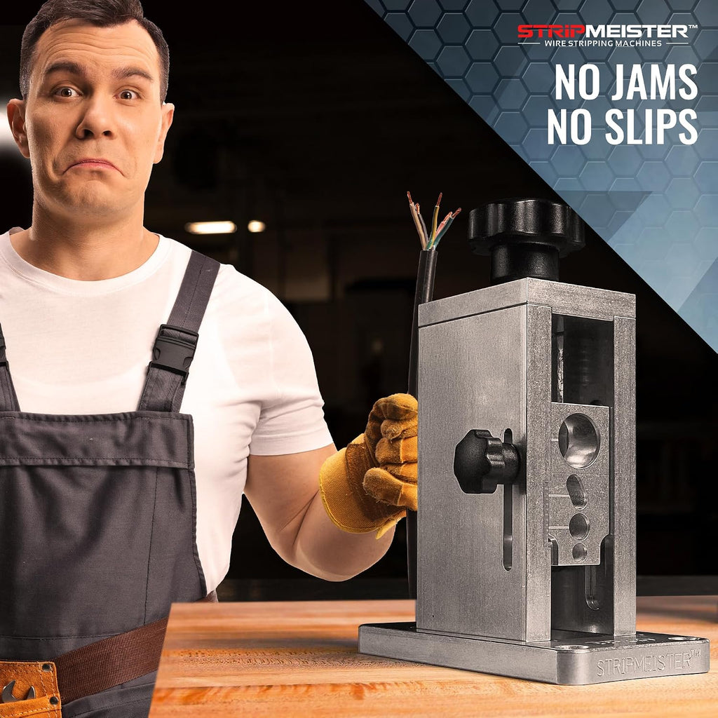 StripMeister Original Drill-Powered Wire Stripper – Wire Sizes Up To Ø3/4', Jam-Free, Copper Wire, Built for Safety, Speed, and Efficiency - Portable Wire Stripping Machine