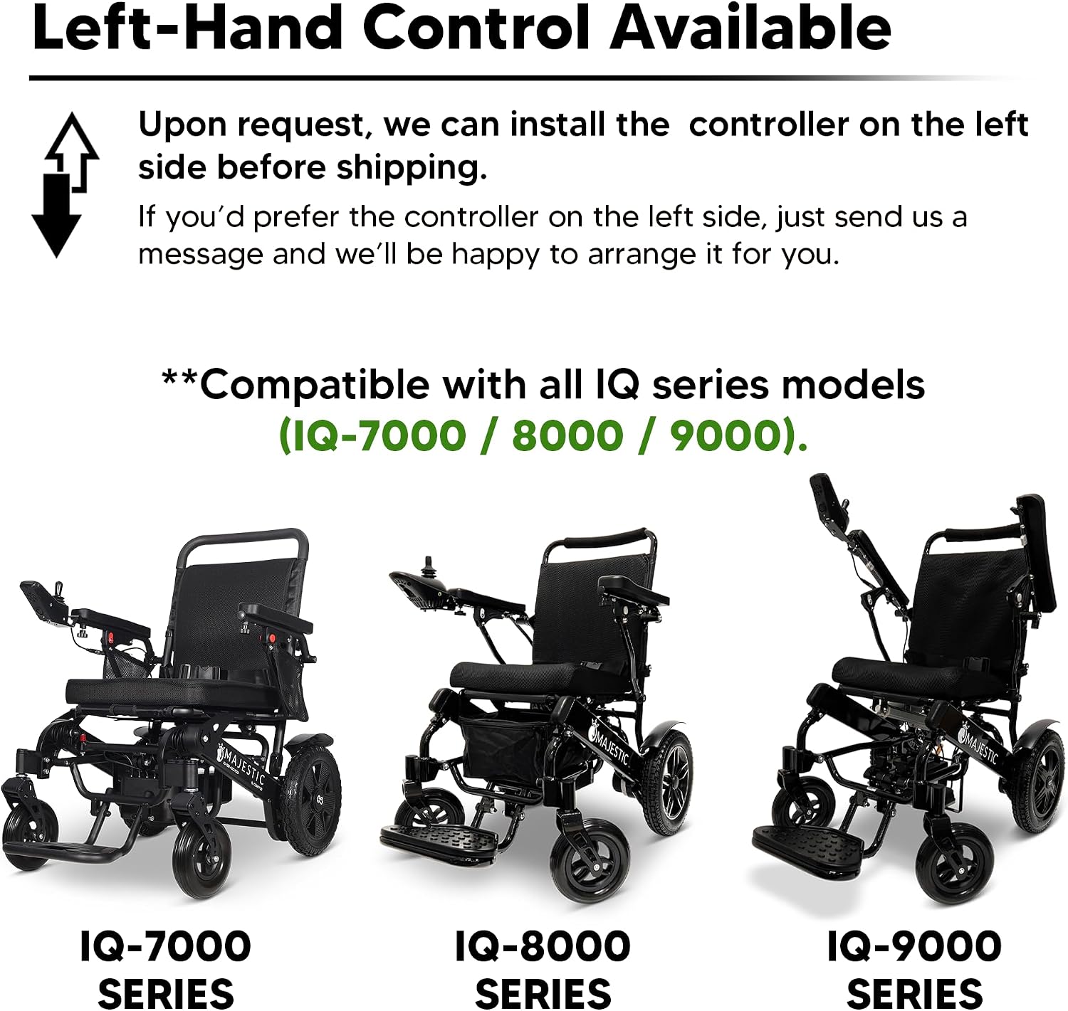 Electric Wheelchairs for Adults, 350 lbs Capacity, Up to 13 Miles Range, Lightweight Wheelchair for Seniors,Remote Controlled Wheel Chair, All Terrain, Airline and Cruise Approved, IQ-7000 by Majestic