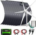 1800 Watts 48 Volts Solar Wind Hybrid System Kit:8pcs 100W ETFE Flexible Monocrystalline Solar Panel+1000W Wind Turbine Generator+Accessories