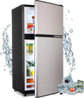 Mini Refrigerator with Freezer, 3.5 Cu. Ft. Small Fridge with Freezer 2 Door Mini Fridge with 7-Level Adjustable Thermostat Removable Shelves, Compact Refrigerator for Office/Dorm/College/RV, Silver