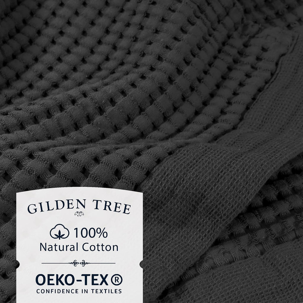 GILDEN TREE Waffle Bath Sheet Quick Dry Towel, Thin Luxury Bath Towels, 40x80 Large Bath Towels 2 Pack Bath Sheets, Modern Style (Faded Black)