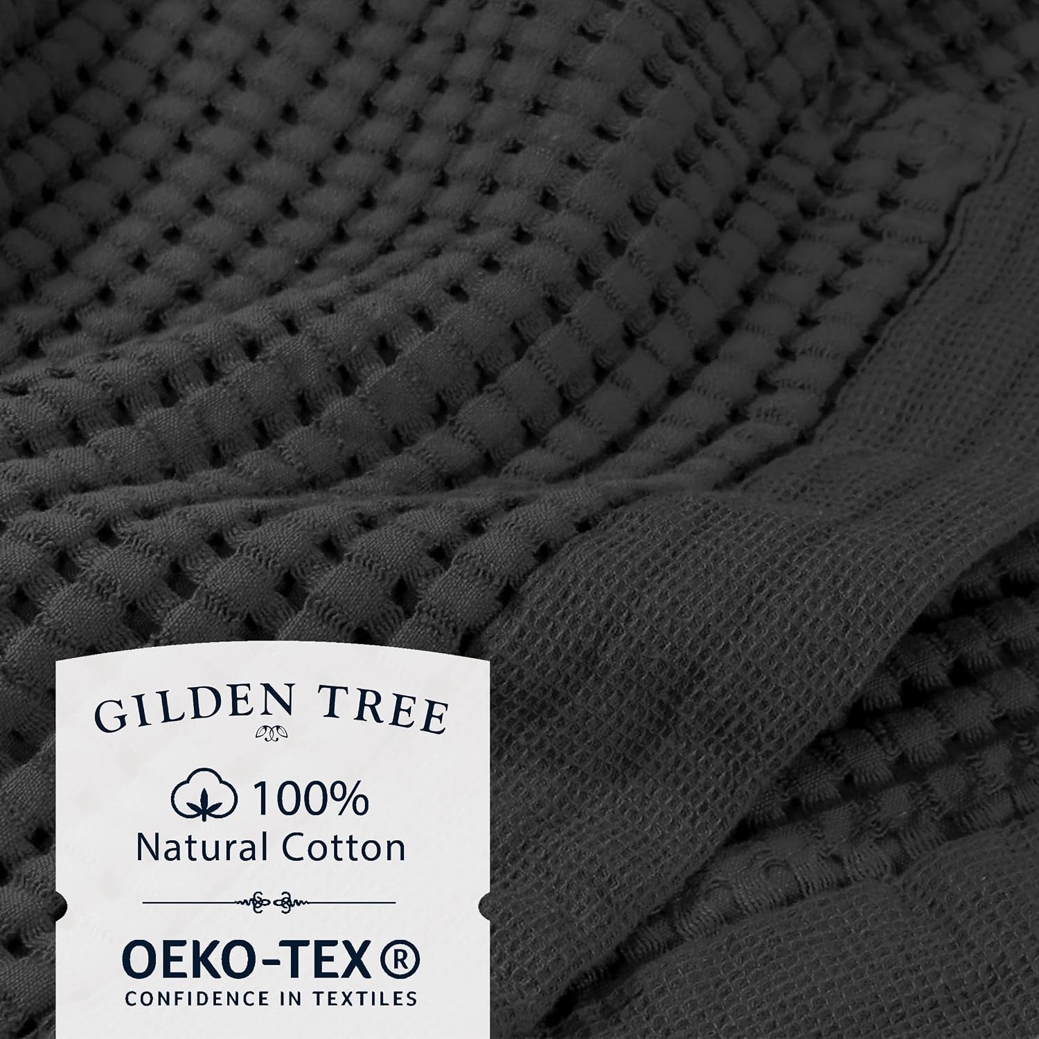 GILDEN TREE Waffle Bath Sheet Quick Dry Towel, Thin Luxury Bath Towels, 40x80 Large Bath Towels 2 Pack Bath Sheets, Modern Style (Faded Black)