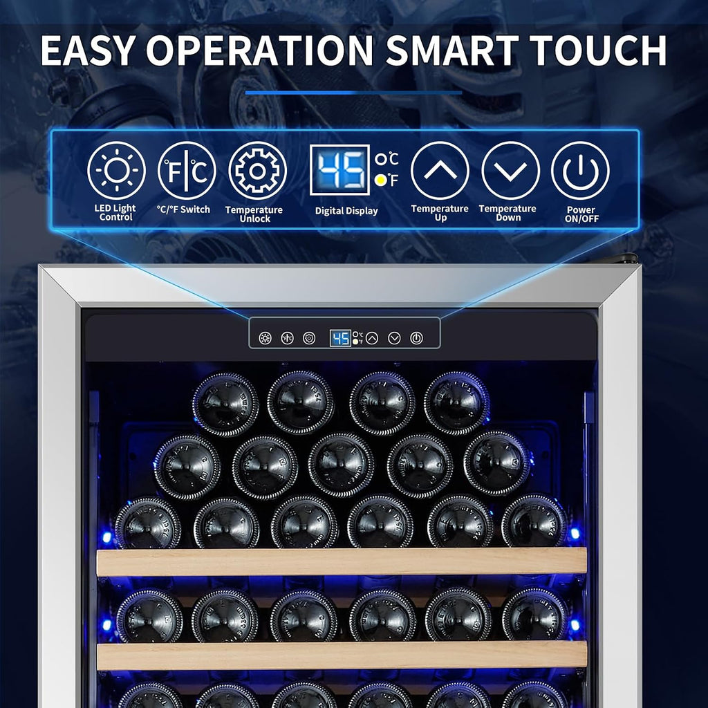 ORYMUSE Large 200 Bottle Wine Fridge - 24 Inch Wine Cooler Refrigerator, Freestanding and Built-in Design, Upgraded Compressor Cooling, Intelligent Temperature Memory