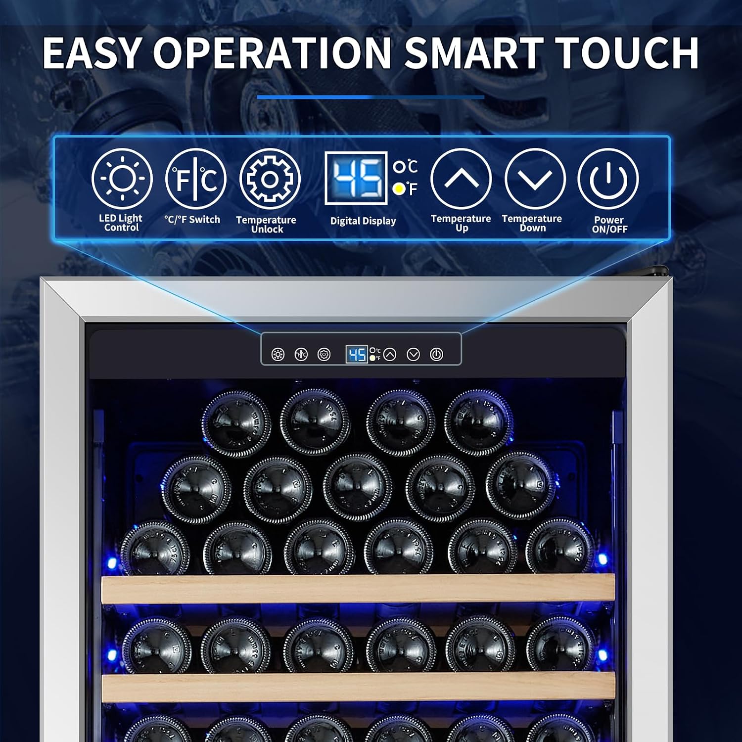 ORYMUSE Large 200 Bottle Wine Fridge - 24 Inch Wine Cooler Refrigerator, Freestanding and Built-in Design, Upgraded Compressor Cooling, Intelligent Temperature Memory
