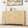 Real Relax Fluted Buffet Cabinet with Storage, Modern Sideboard with 4 Doors, 3 Adjustable Shelves, Large 55'' Kitchen Credenza Coffee Bar Cabinet, Console Cabinets for Living, Dinning Room, Natural