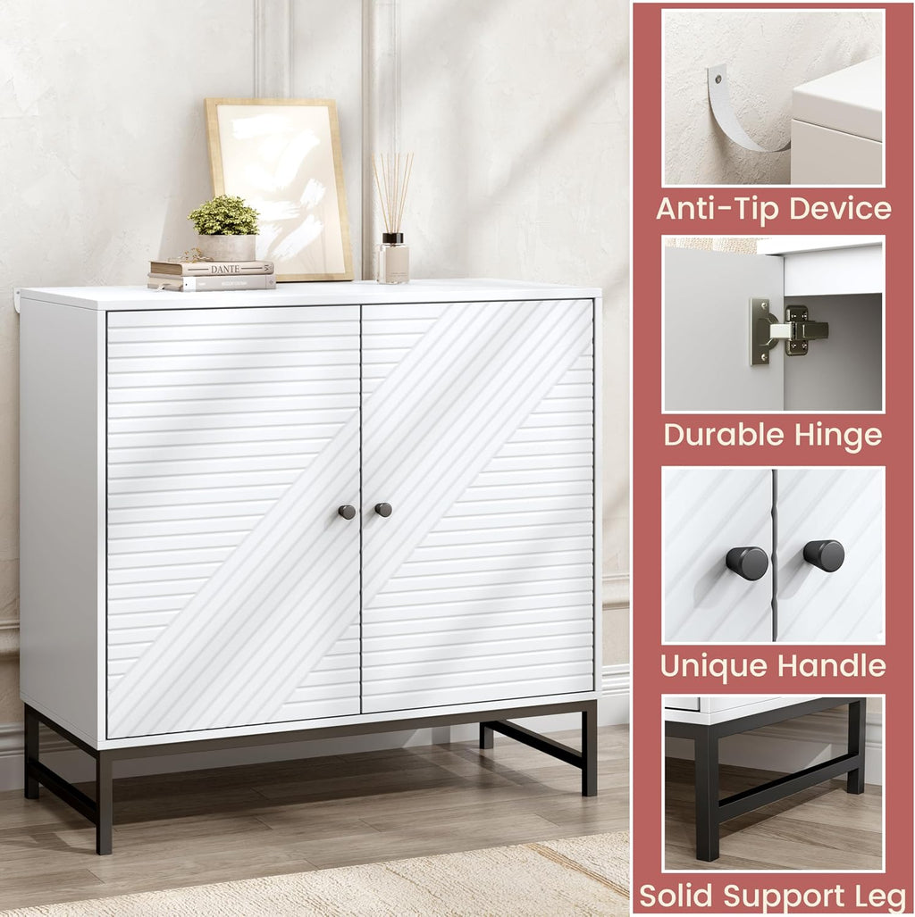 Storage Cabinet with Doors and Adjustable Shelf, Sideboard Buffet Cabinet with Storage, Console Table & Credenza for Living Room, Kitchen, Dining Room