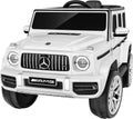 Licensed Mercedes Benz G63 Kids Electric Car, 12V G Wagon Ride on Car w/Safety High Window, Remote Control, 3 Speeds, Music Player, Horn & LED Lights for Toddlers (White)