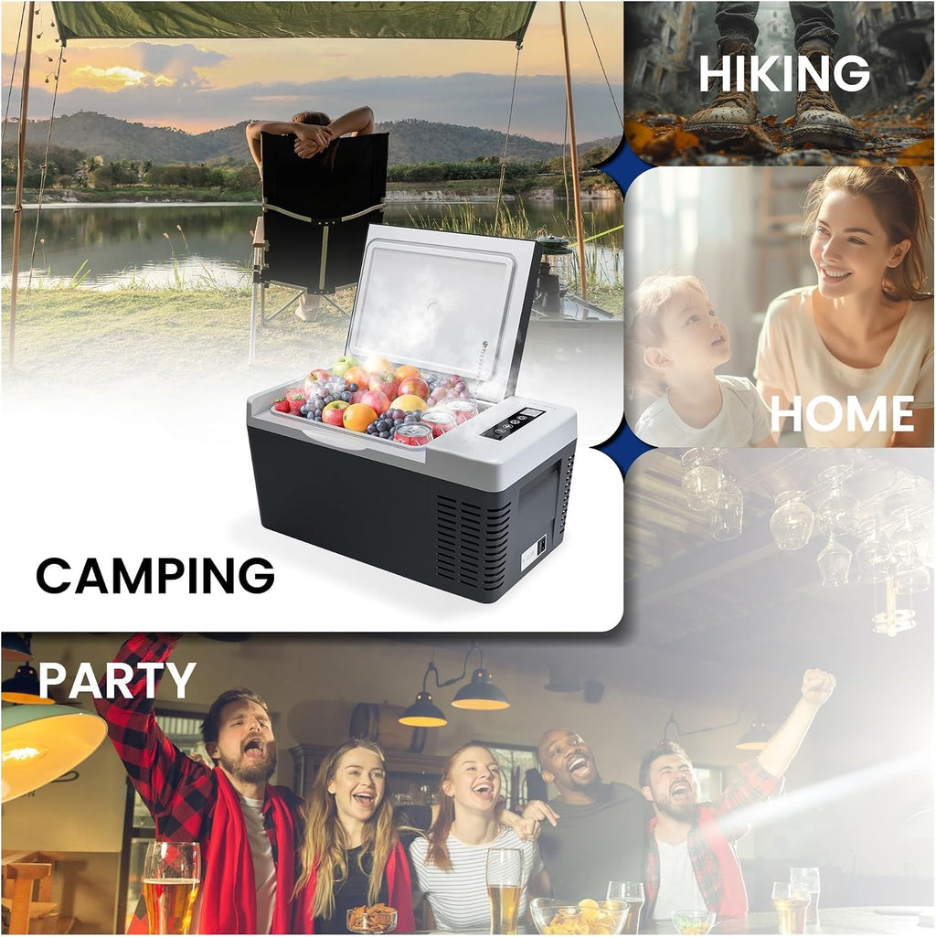 18QT(17L) Portable Refrigerator Fridge,-4℉~50℉,Mini Fridge With 12/24V DC & 110-240V AC,Electric Cooler,Black