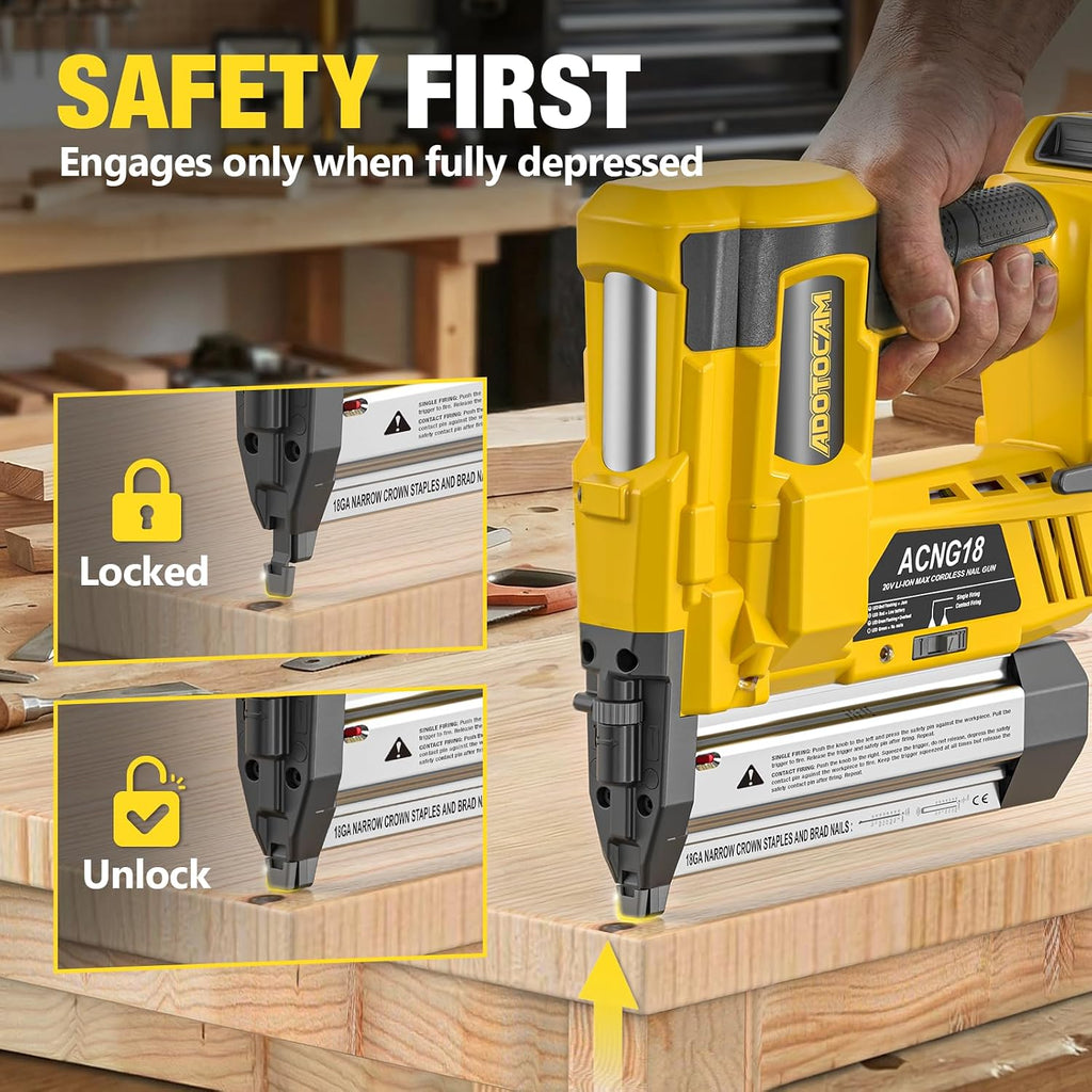Cordless 2' Brad Nailer Compatible with DeWalt 20V Battery(No Battery), 2 in 1 Electric Nail Gun/Staple Gun,18GA Nail Gun Battery Powered with 1000 Nails/Staples for Woodworking & Home Improvement
