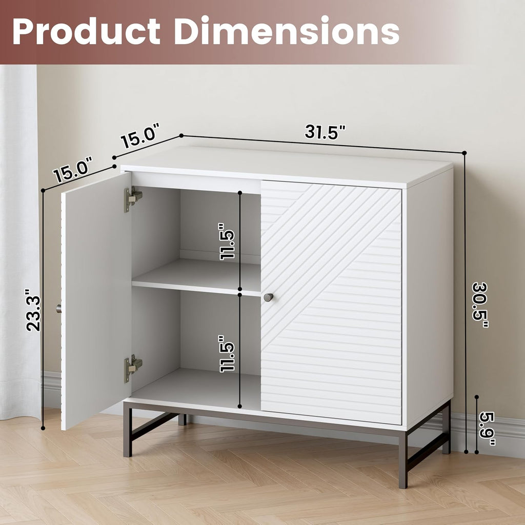 Storage Cabinet with Doors and Adjustable Shelf, Sideboard Buffet Cabinet with Storage, Console Table & Credenza for Living Room, Kitchen, Dining Room
