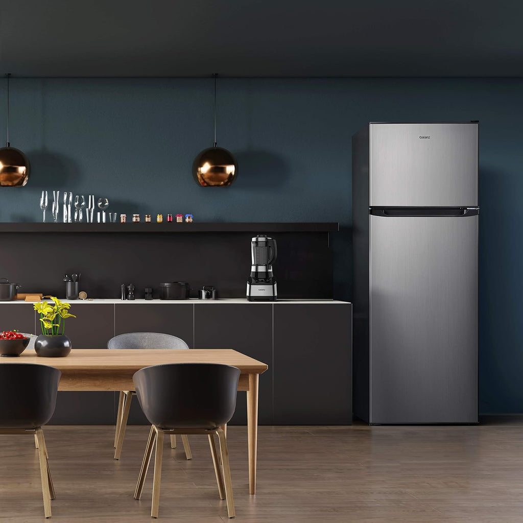 Galanz GLR10TBEEFR Retro Refrigerator with Top Freezer Frost Free, Dual Door Fridge, Adjustable Electrical Thermostat Control, 10 cu ft, Blue