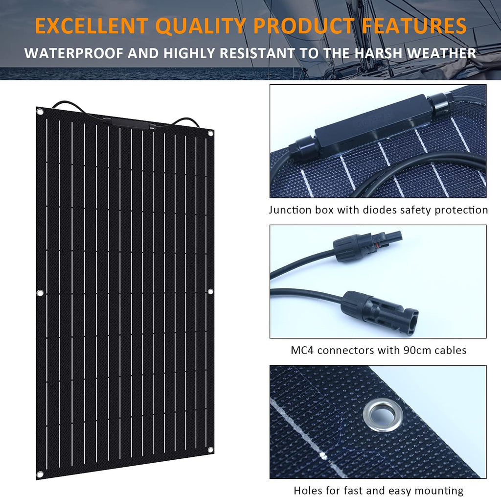 1800 Watts 48 Volts Solar Wind Hybrid System Kit:8pcs 100W ETFE Flexible Monocrystalline Solar Panel+1000W Wind Turbine Generator+Accessories