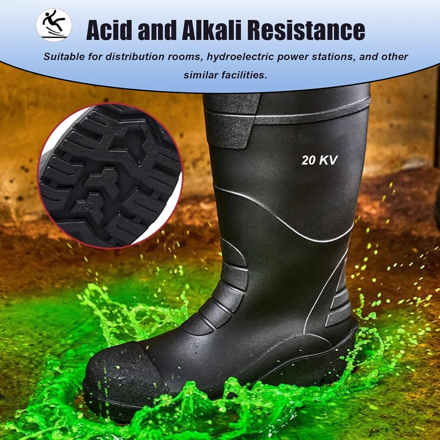 HAIXHX Protection Industrial Safety Footwear，Wear Resistant Industrial Grade Fleece-Lined Insulated Boots for Power Station Maintenance(Foot Length 24cm)