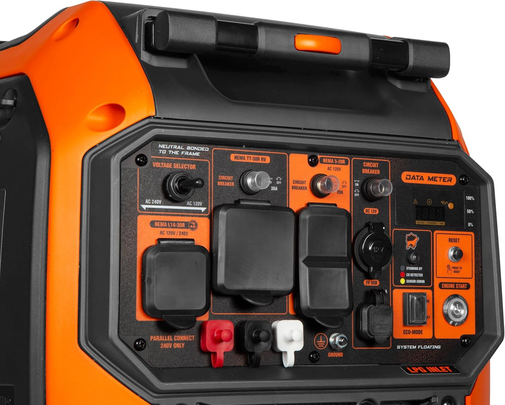 WEN 6800-Watt Dual Fuel RV-Ready Electric Start Portable Inverter Generator with Fuel Shut Off and CO Watchdog for Electric Vehicle Backup (DF680iX)