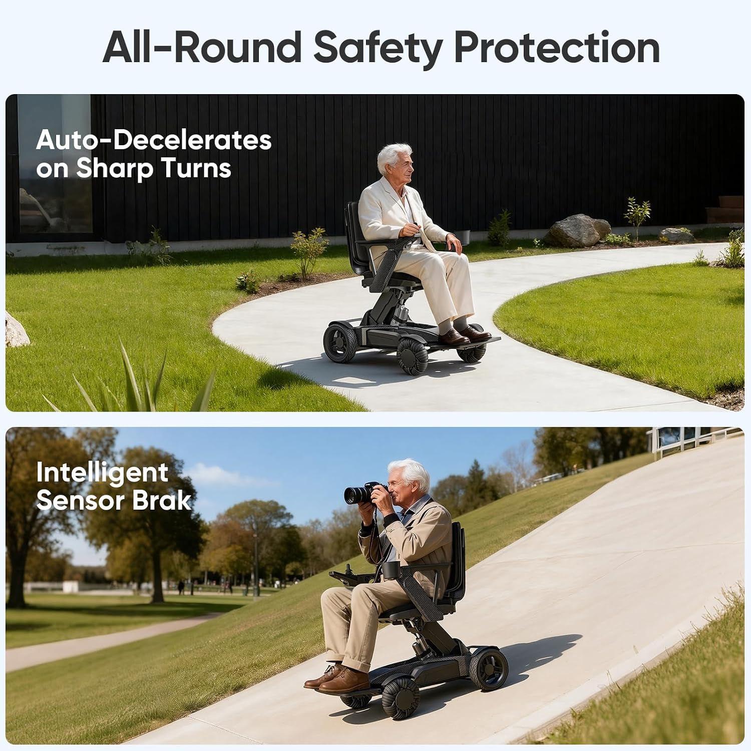 Foldable Electric Wheelchair Adults Portable - Includes Remote Control & Electric Lift, Adjustable Backrest, Powerful Dual Motors for Smooth Mobility Indoor/Outdoor, Black-D12