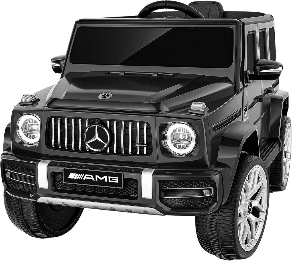 Licensed Mercedes Benz G63 Kids Electric Car, 12V G Wagon Ride on Car w/Safety High Window, Remote Control, 3 Speeds, Music Player, Horn & LED Lights for Toddlers (Black)