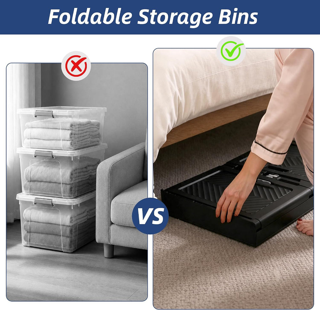 SAILUN 848QT/212Gal Stackable Storage Bins with a Lid, Collapsible Storage Bins with Doors, Folding Cabinet for Home Closet Organization,8 Pack-26 W x 16.5' D x 114.2' H Black