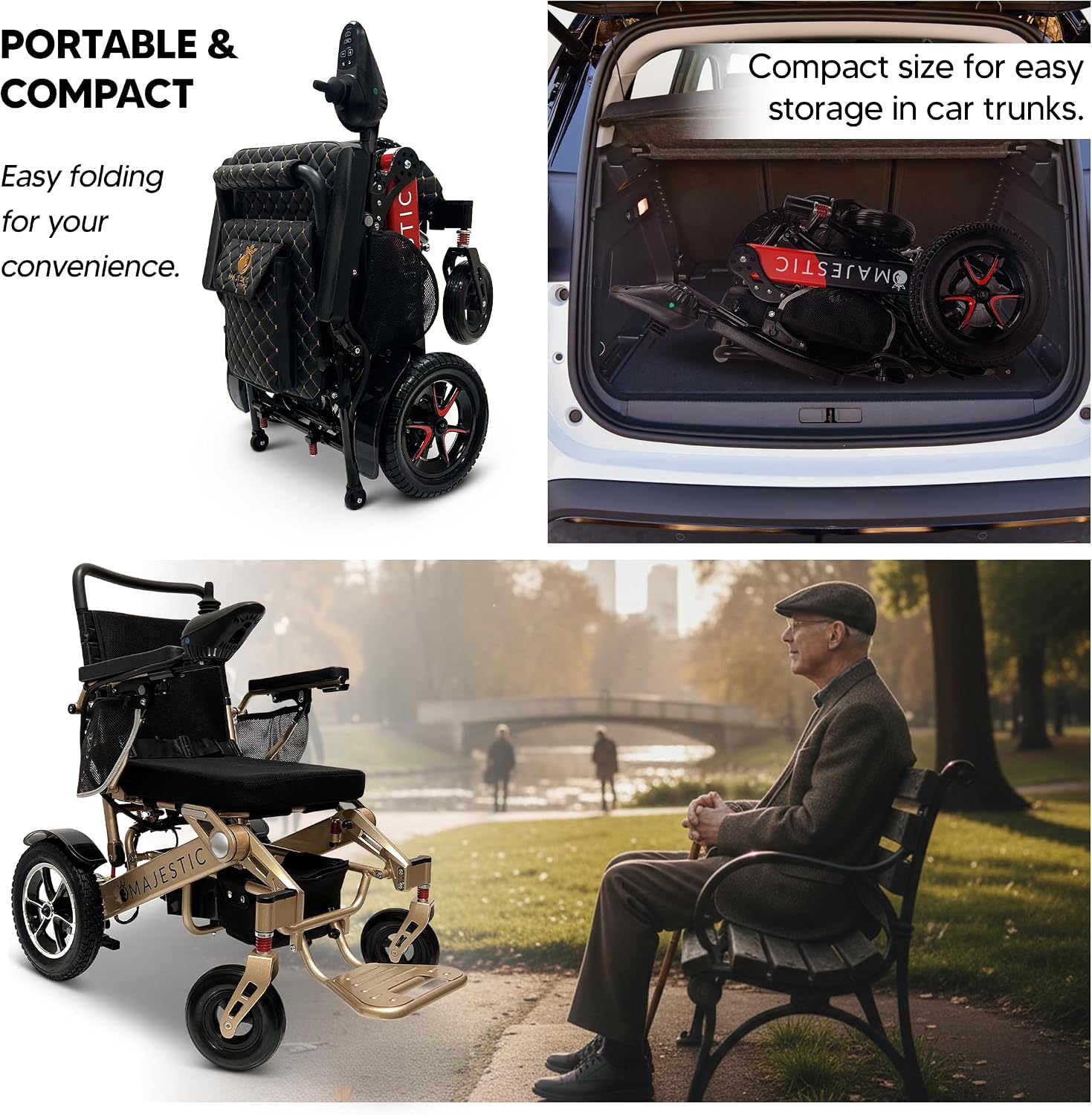 Electric Wheelchairs for Adults, 350 lbs Capacity, Up to 13 Miles Range, Lightweight Wheelchair for Seniors,Remote Controlled Wheel Chair, All Terrain, Airline and Cruise Approved, IQ-7000 by Majestic