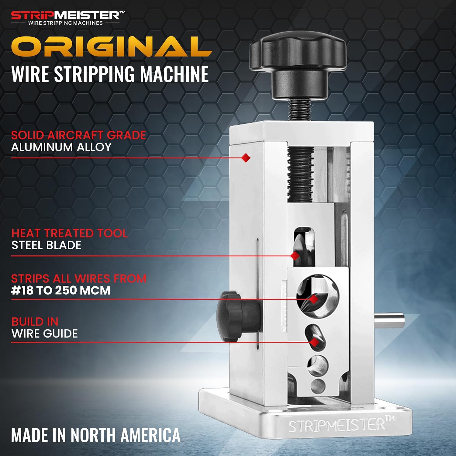 StripMeister Original Drill-Powered Wire Stripper – Wire Sizes Up To Ø3/4', Jam-Free, Copper Wire, Built for Safety, Speed, and Efficiency - Portable Wire Stripping Machine