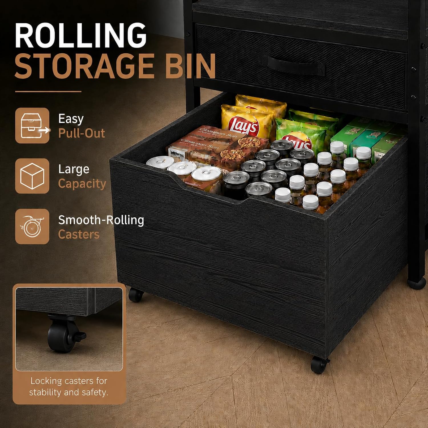 Mini Fridge Stand with Storage Drawer for Dorm Room, 220 lb Heavy Duty Refrigerator Stand with Power Outlet and Pull-Out Basket, Small Fridge Table for Apartment, office, Kitchen, Black