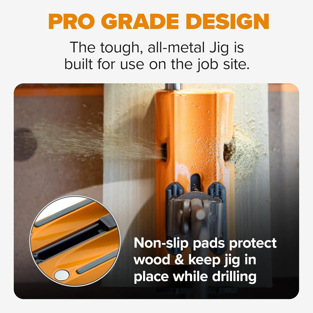 BORA Pro Compact Pocket Hole Jig, 3 inch Face Clamp, & 50pc Screw Set, Auto Adjust Drill Guide, Durable Pocket Hole Jig Kit for Woodworking & Tight Spaces - For Materials 1/2 inch to 1-1/2 inch Thick