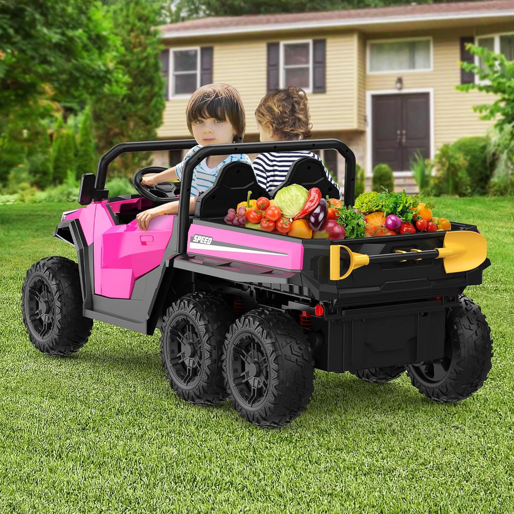 GarveeLife 24V 2 Seater Ride on Dump Truck with Remote Control for Big Kids, 4WD 6 Wheels Ride on Car w/Music Player & LED Lights, Ride Toy Gift for Kid