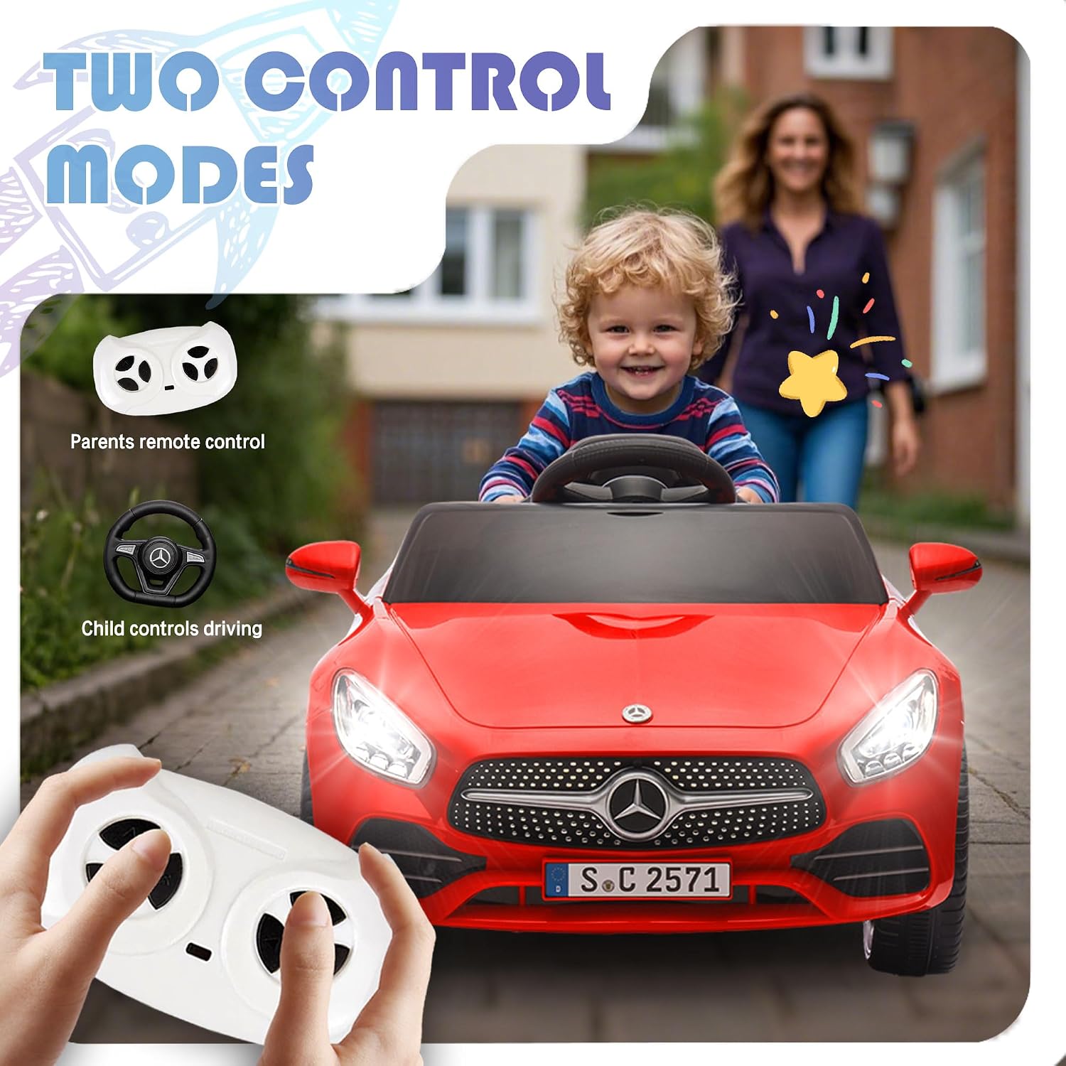 Licensed Mercedes-Benz CLS 350 12V Ride On Car Truck for Kids, Ride on Toys for Toddlers w/Parent Control, Spring Suspension, Power Wheels for Girls w/Bluetooth, Music, LED Lights (Red)