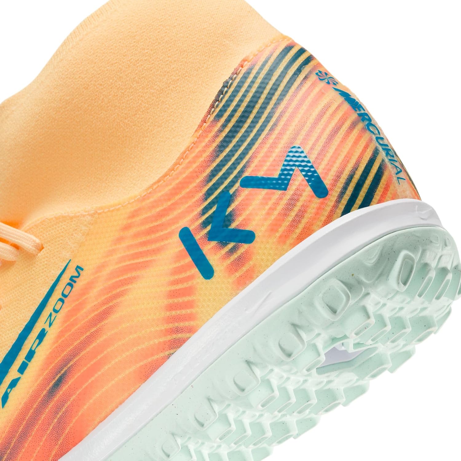 Nike Mercurial Superfly 10 Academy Kylian Mbappe Turf High-Top Soccer Shoes (Melon Tint/Igloo/Neo Turquoise)