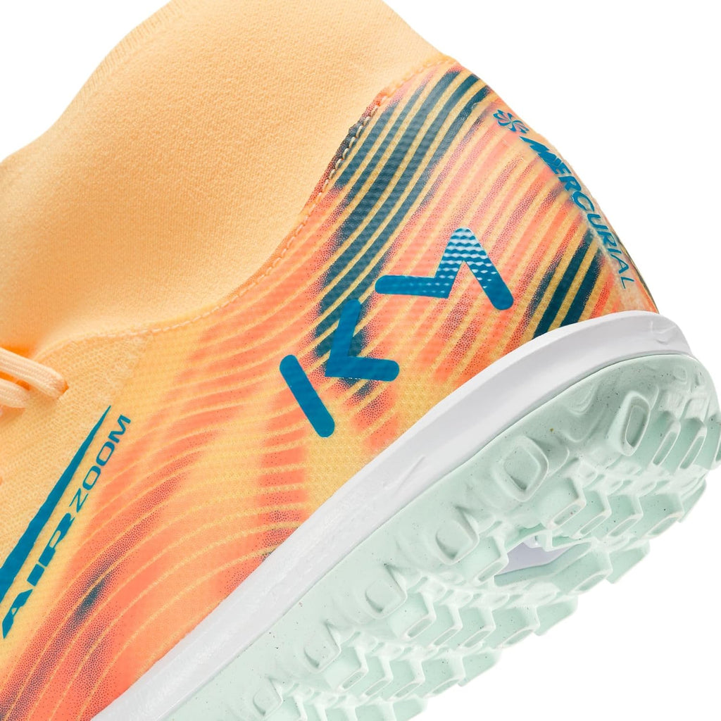 Nike Mercurial Superfly 10 Academy Kylian Mbappe Turf High-Top Soccer Shoes (Melon Tint/Igloo/Neo Turquoise)