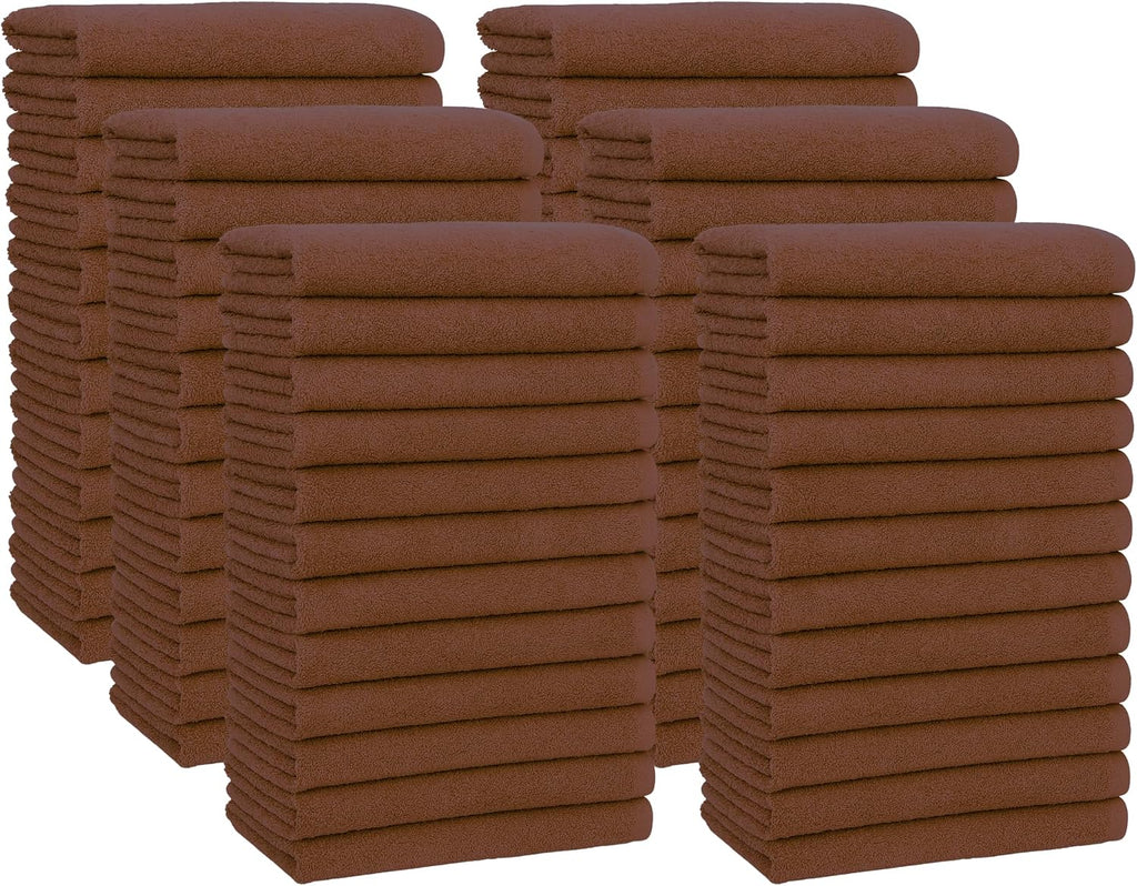 Hand Towels for Bathroom [12 Pack] 16x28, 100% Cotton, Ultra Soft Hand Towel for Gym, Kitchen and Spa, Quick Dry and Highly Absorbent Bulk Towels for Salon (Brown, 72 Pack)