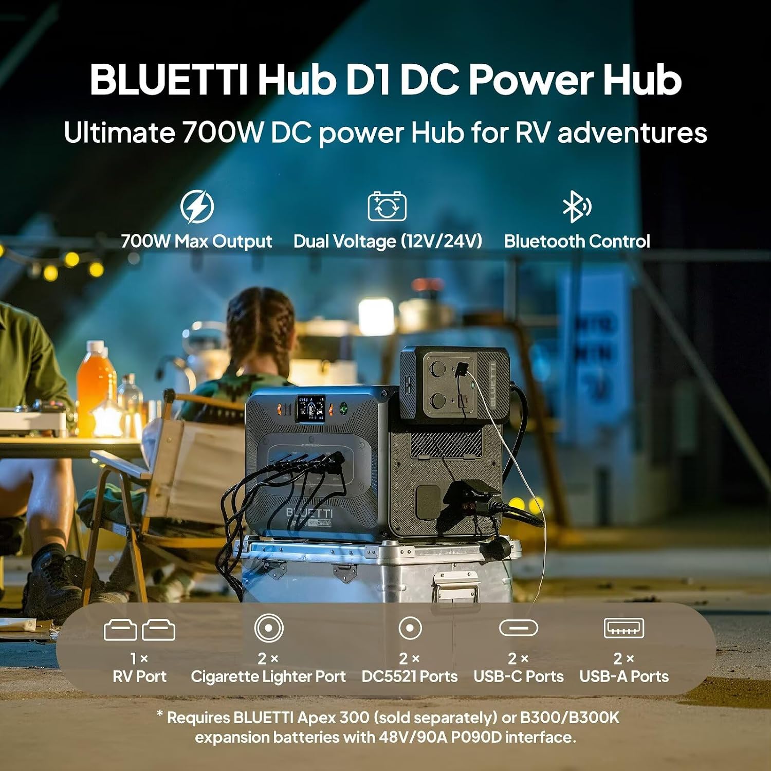 BLUETTI Apex 300 Solar Generator with 2 200W Solar Panels & Hub D1, 2764.8Wh LFP Battery Backup with 6 3840W AC Outlets, RV-Optimized DC Ports (50A Anderson), Ideal for Camping and RV Life