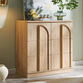 ACCOHOHO Sideboard Buffet Cabinet with Storage & Arched Doors, 31.5 Inch Wood Accent Coffee Bar Tables with Adjustable Shelf, for Living Room, Kitchen, Entryway, Natural Oak
