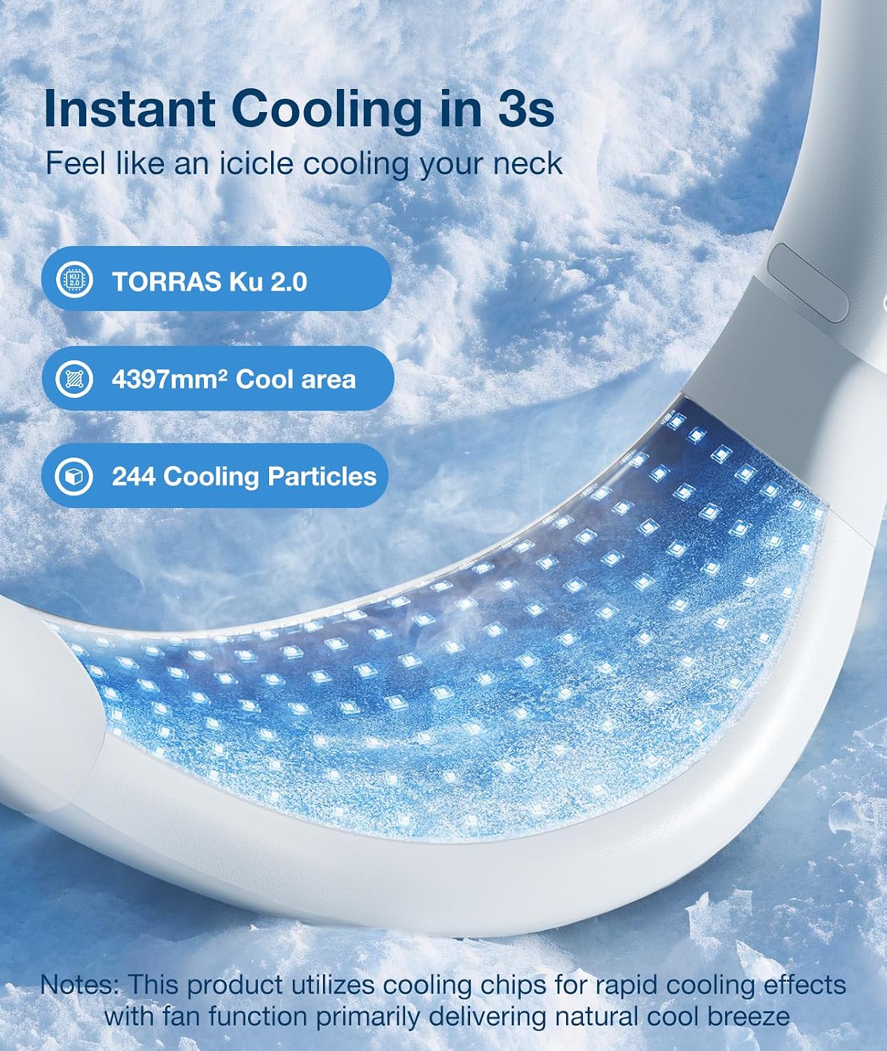 TORRAS COOLiFY Air Neck Air Conditioner, Ultra-Light Portable Neck Fan Rechargeable, Personal Cooling Device Neck Fans with 3 Modes Fan/Cooler/Heat, White