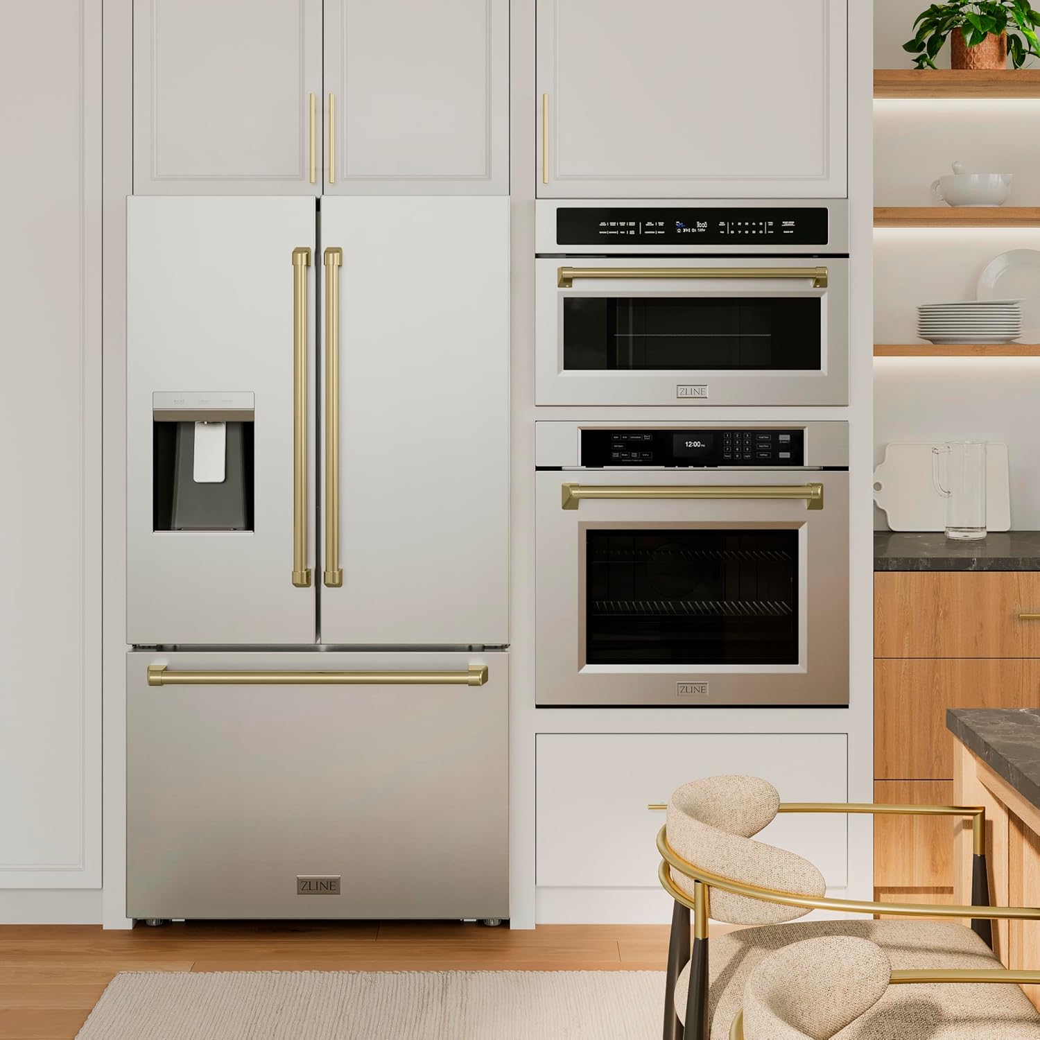 Z Line Kitchen and Bath ZLINE Autograph 36 in. Standard-Depth Refrigerator w/Champagne Bronze Handles (RSMZ-W-36-CB)