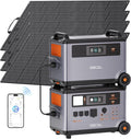 OSCAL 6000W(9000W Peak) Portable Solar Power Station with 4 * 100W Solar Panels, 3600Wh LiFePO4 Battery with 3600Wh Expansion Battery Pack, 2400W Solar Charging Generator for Camping, Home, Emergency