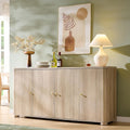 IFGET Curved Buffet Cabinet with Doors, 66' Large Sideboard Buffet Storage Cabinet with 4 Doors and Shleves, Modern Coffee Bar Station Wood Kitchen Table for Kitchen, Dining Room, Light Grey