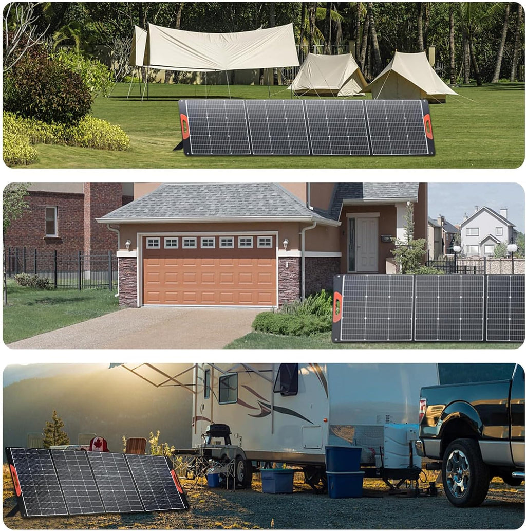 Foldable 200W Solar Panel Kit | 24% Efficient Monocrystalline Charger | IP67 Waterproof Panel for Outdoor, RV, Solar Generator Charging 100W