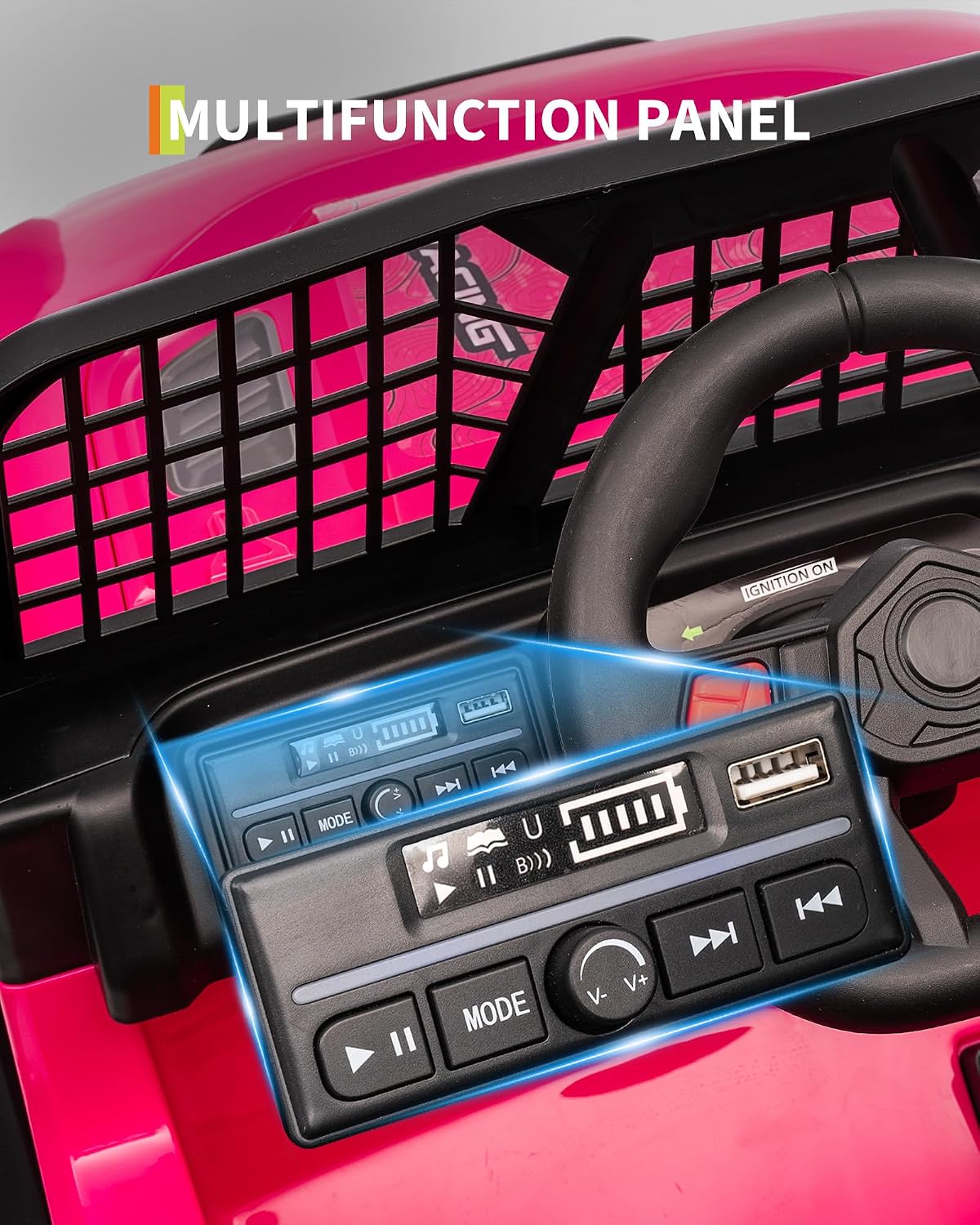GarveeLife 12V Kids Electric Ride On Car with Remote Control Ride On Toy for Toddler Boys & Girls Bluetooth Music Player LED Lights(Hot Pink)
