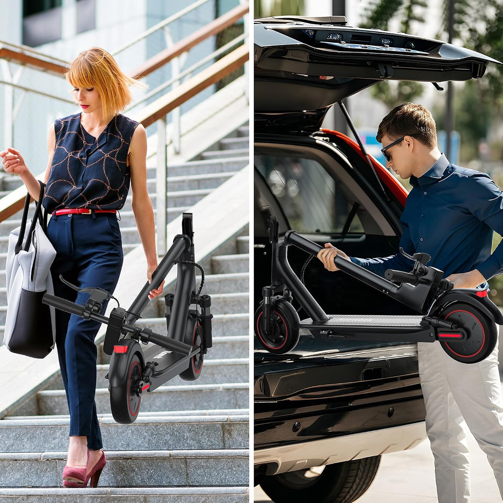 Alloweek Electric Scooter for Adults – 350W/500W Motor, 19 MPH/22Mph Top Speed, 21-52 Miles Range, 8.5'/10 inch Tires, Folding E-Scooter with Dual Suspension and Braking System, App Control