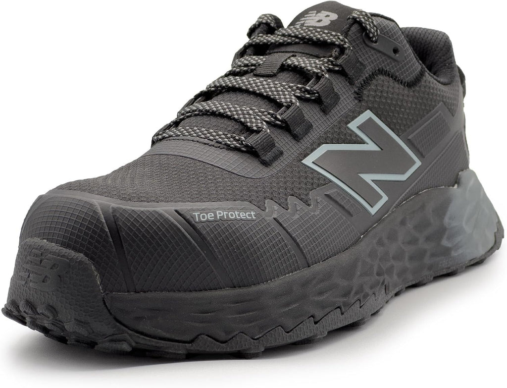 New Balance Fresh Foam Cremorne Composite Toe Safety Shoes for Men - Non Slip, Electrical Hazard - Black/Grey, Low Rise