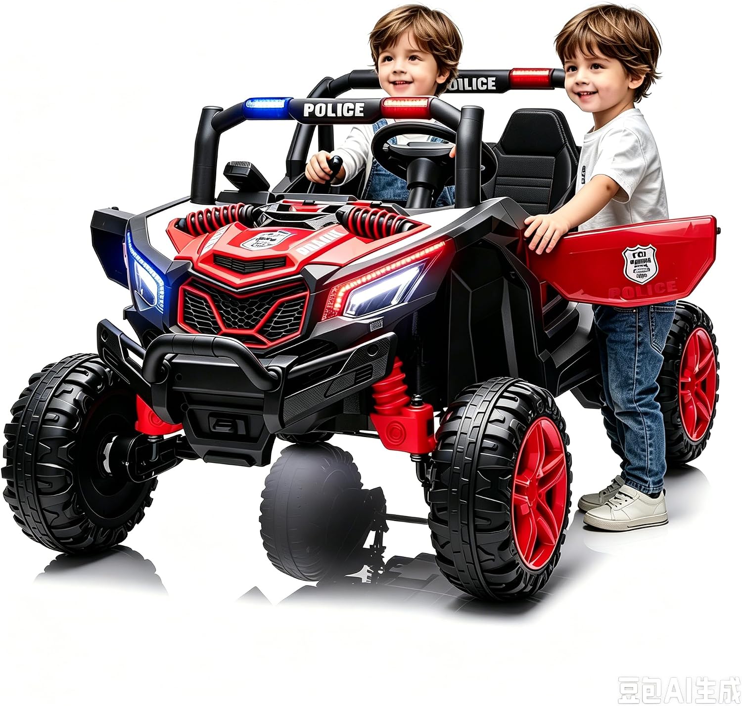 Kid Police 4WD UTV 24V Ride On Toys for Big Kids 2 Seater Ride On Toys Kids | 2 Seater Ride On Car for Kids Side-by-Side UTV Electric Cars for Kids Electric Ride Car Ride On Toys for Kids 4-8