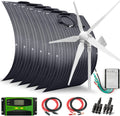 1600 Watts 24 Volts Solar Wind Hybrid System Kit:6pcs 100W ETFE Flexible Monocrystalline Solar Panel+1000W Wind Turbine Generator+Accessories