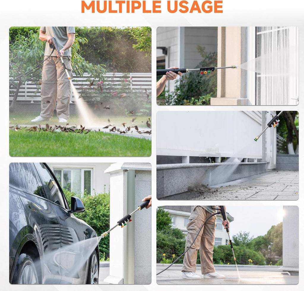 Giraffe Tools Pressure Washer, Max 2400 PSI, 2.3 GPM Electric Power Washer with 4 Quick-Connect Nozzles, Foam Cannon for Cars/Patios/Driveways/Fences, 20 ft