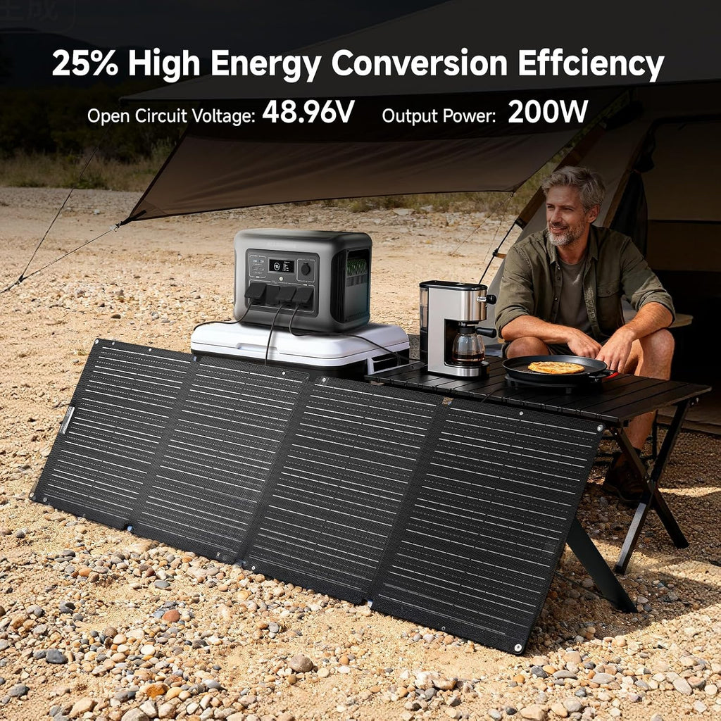 ALLPOWERS SOLAX SE200 200W Portable Folding Solar Panel,High-Efficiency 23%-25% Monocrystalline Solar Charger for Generator,Camping&RV,41.6V Voltage,IP68 Waterproof