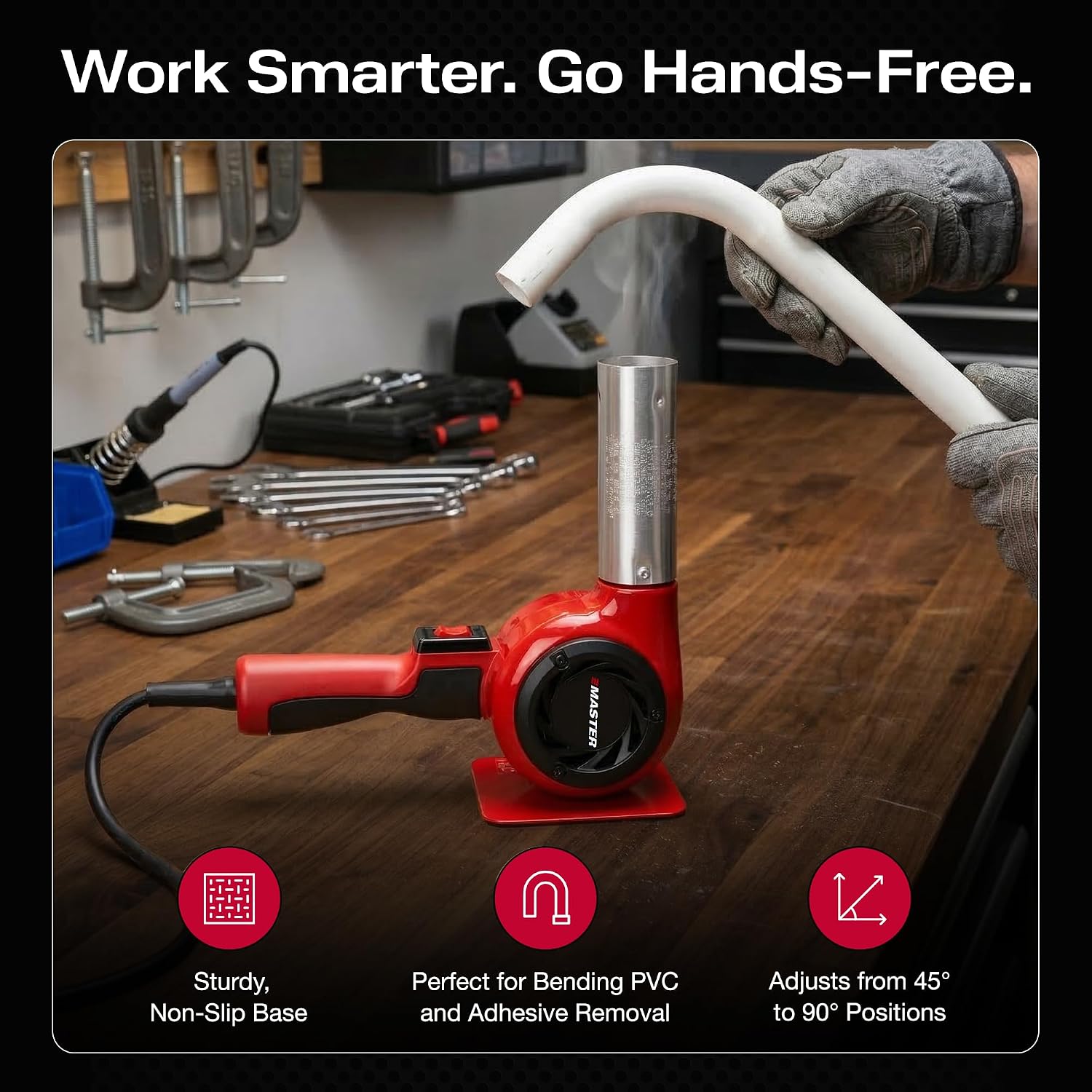 Master Appliance HG-501D Industrial Heat Gun, High Airflow, Quick Change Plug-In Heating Element, 1200F, 120V, 1740W, 14.5 Amps, Engineered In USA