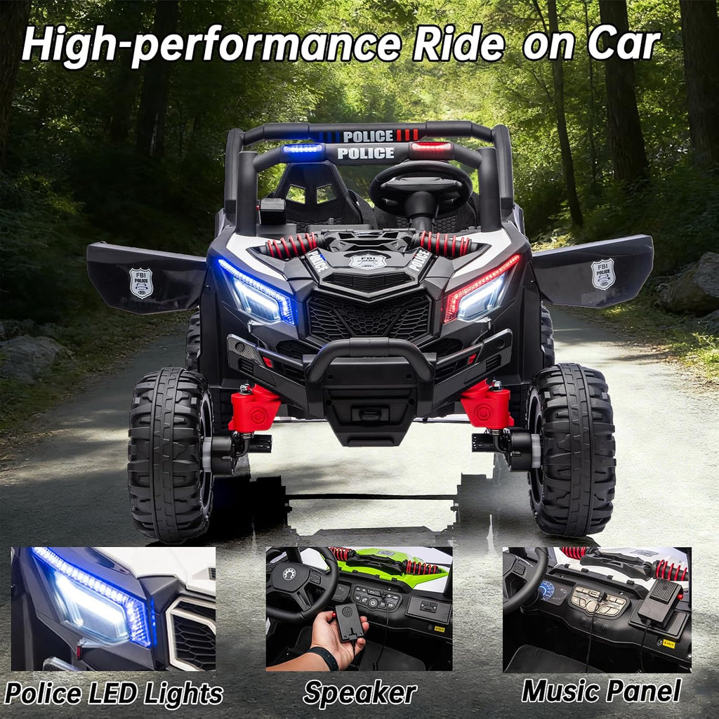 Kid Police 4WD UTV 24V Ride On Toys for Big Kids 2 Seater Ride On Toys Kids | 2 Seater Ride On Car for Kids Side-by-Side UTV Electric Cars for Kids Electric Ride Car Ride On Toys for Kids 4-8