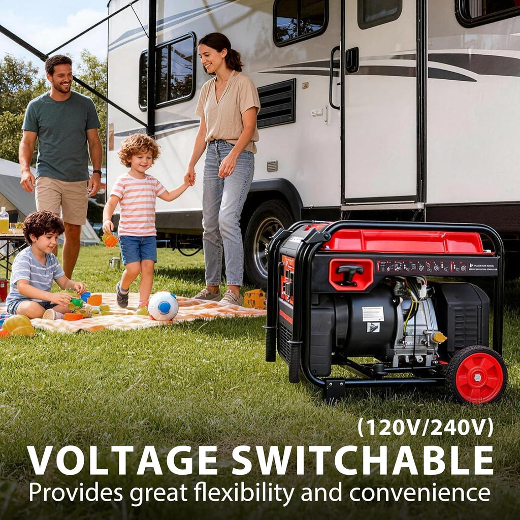 PowerSmart 7000-Watt Open Frame Inverter Generator, Electric Start Portable Generator for Home Backup & RV Camping - Gas Powered, 120V/240V Dual Voltage, Clean Power for Sensitive Electronics(PS5055C)